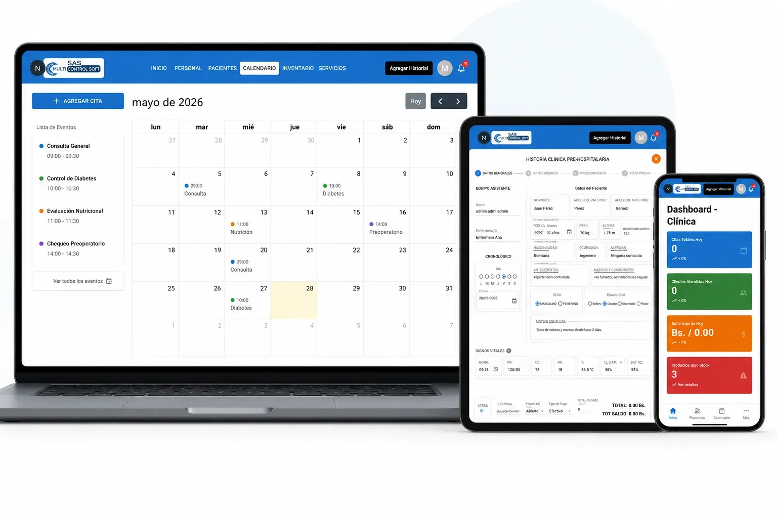 Sistema para clínicas desarrollado por MultiControlSoft